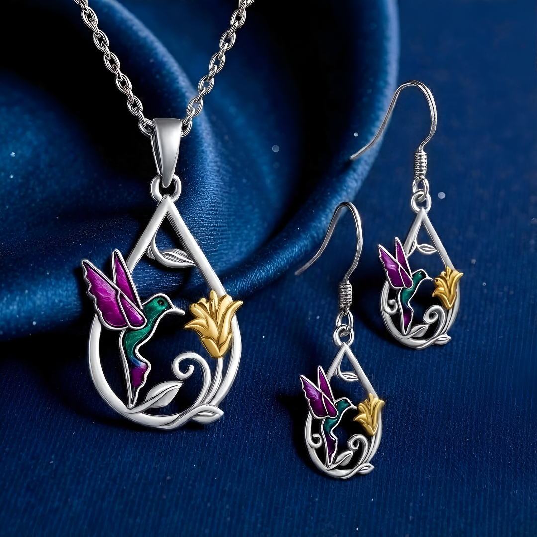 Fantastiske kolibri øreringe med gratis halskæde | Begrænset tilbud