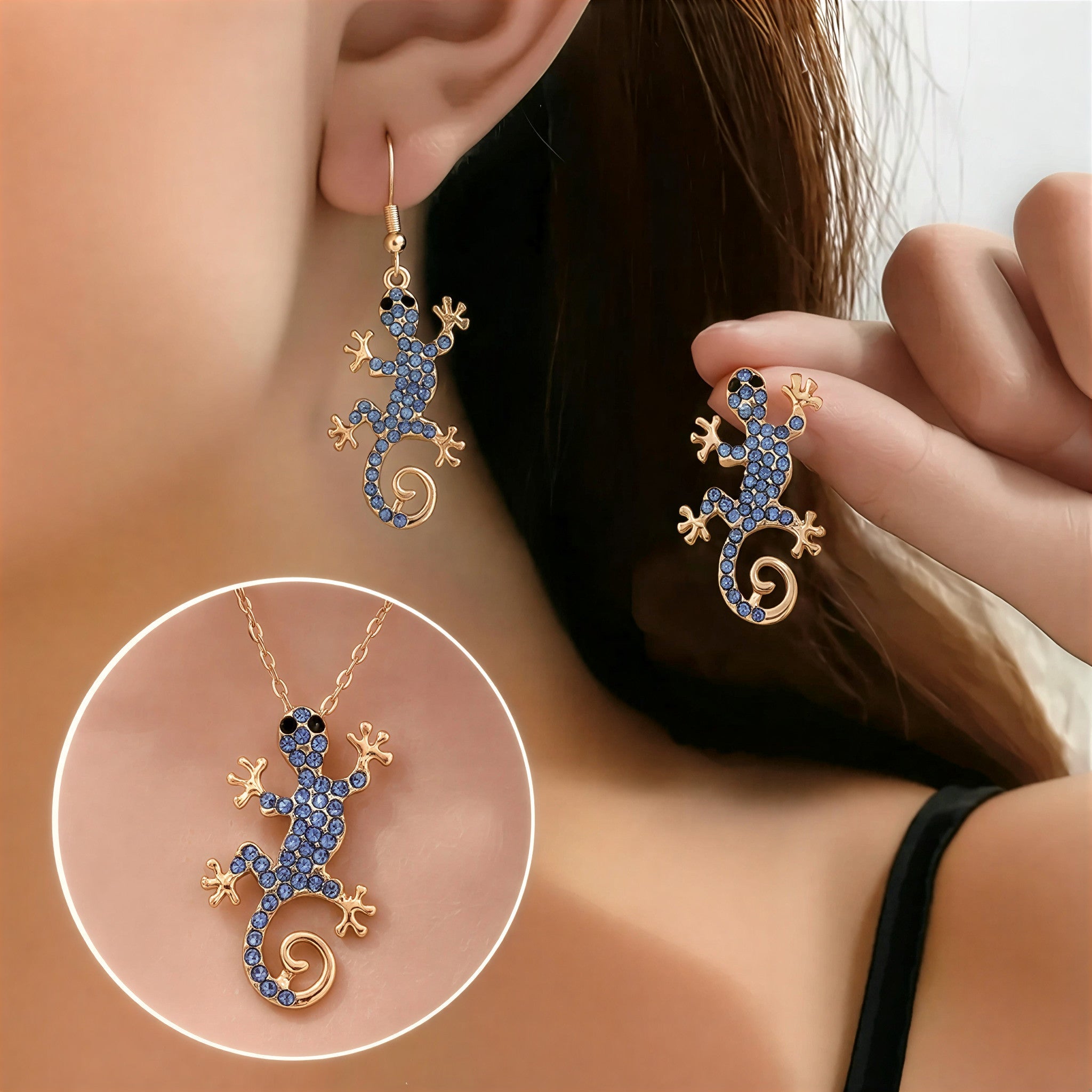 Gecko lykkebringer øreringe med gratis ring | Begrænset tilbud