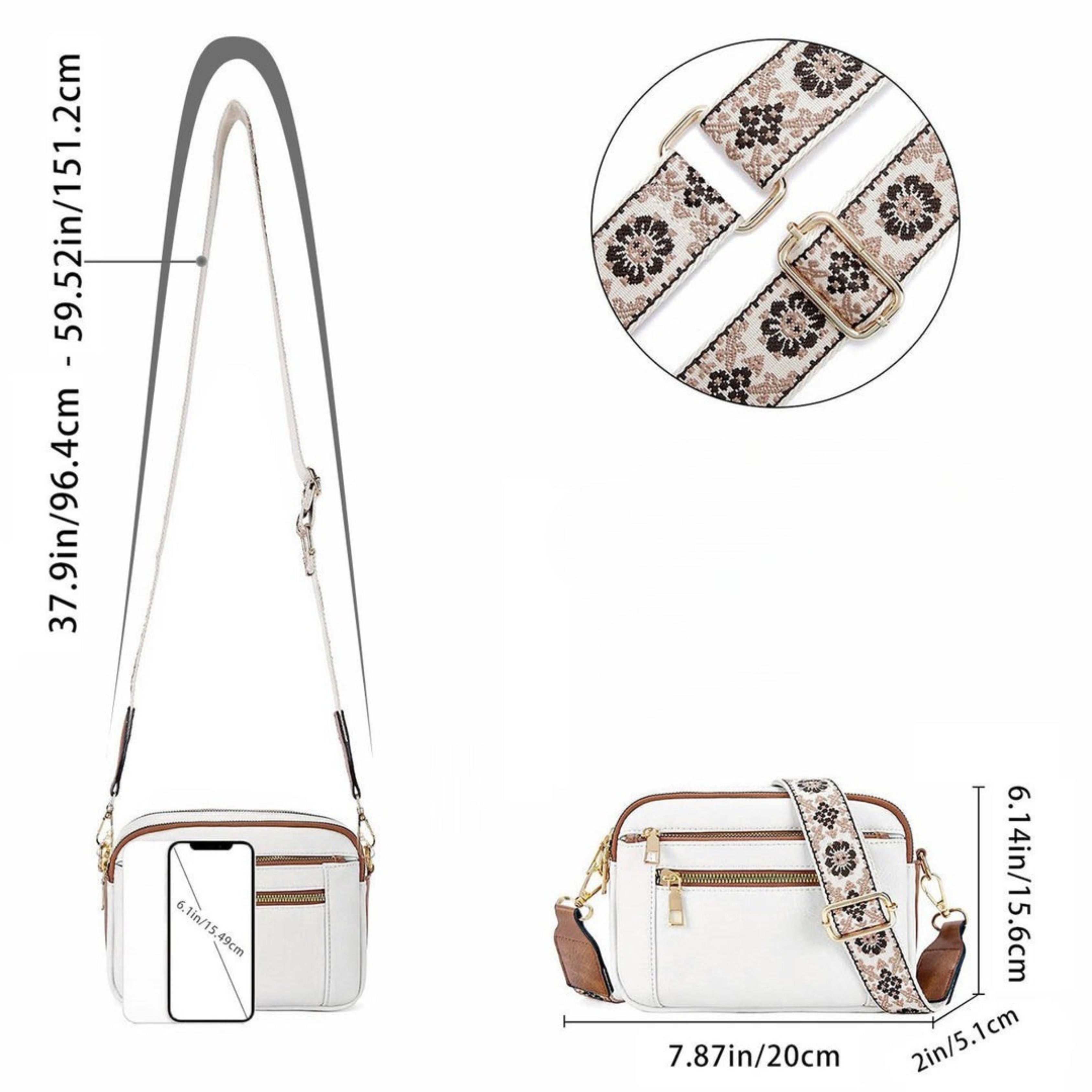 Sharena™ – Skuldertaske med blomstret rem