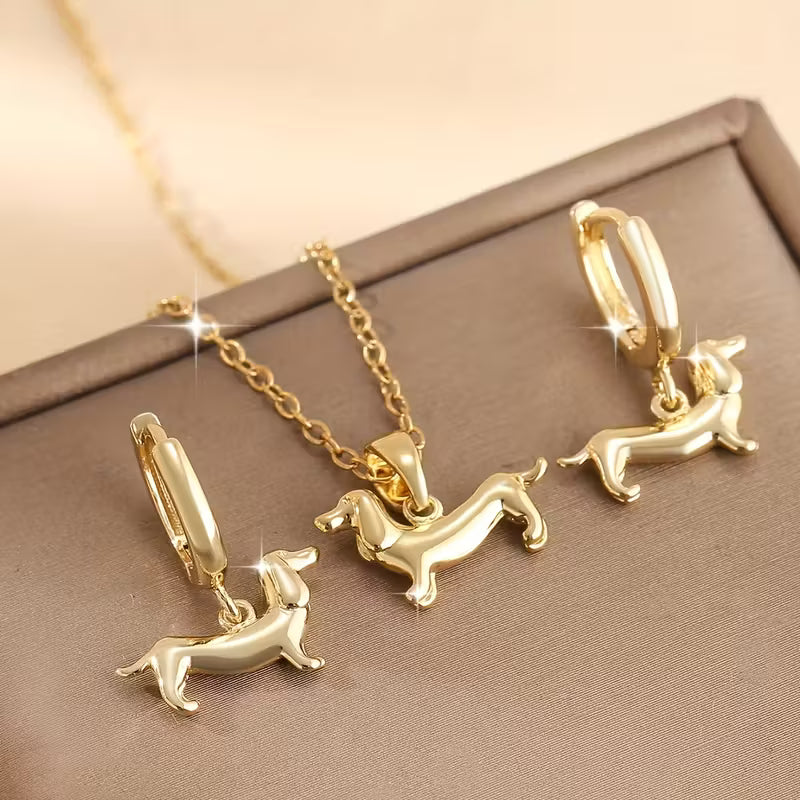 Gravhund lykkebringer øreringe med gratis halskæde | Begrænset tilbud