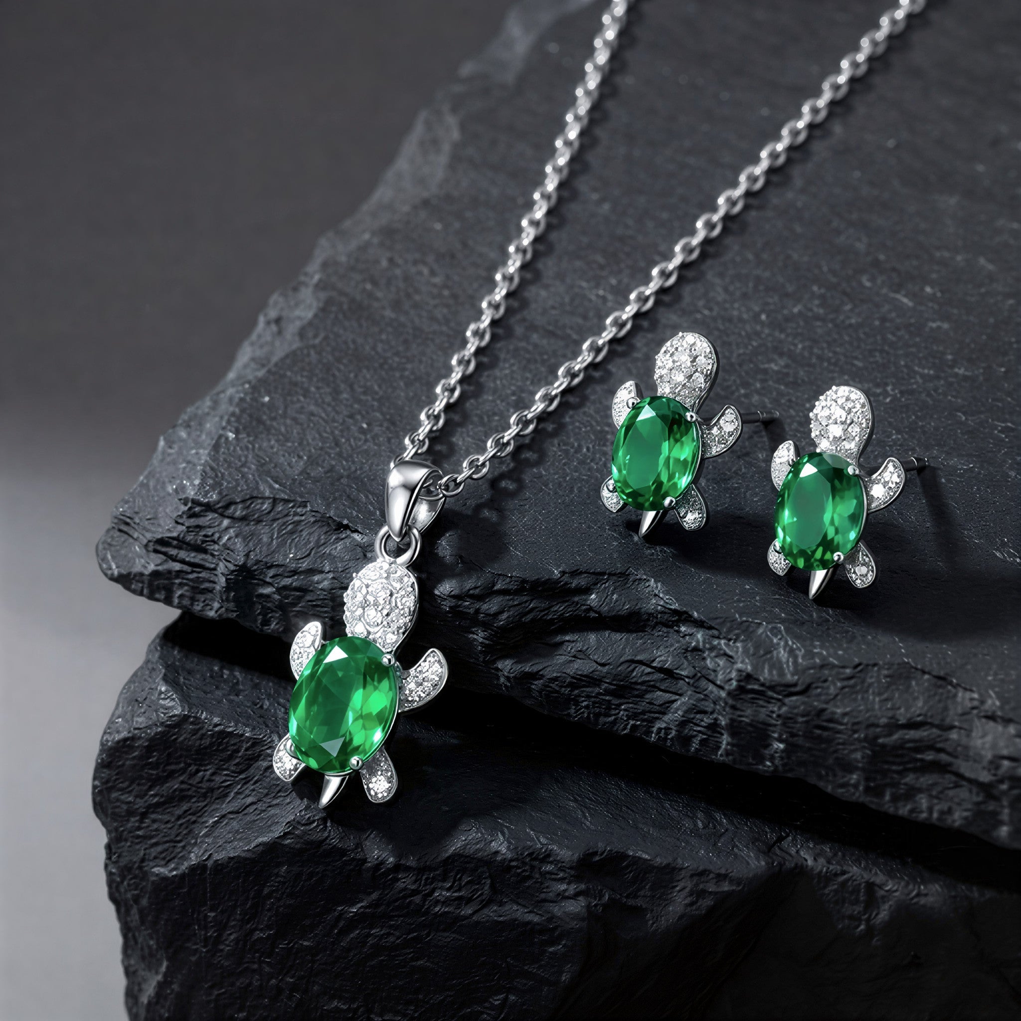 Skildpadde lykkebringer øreringe med gratis halskæde | Begrænset tilbud