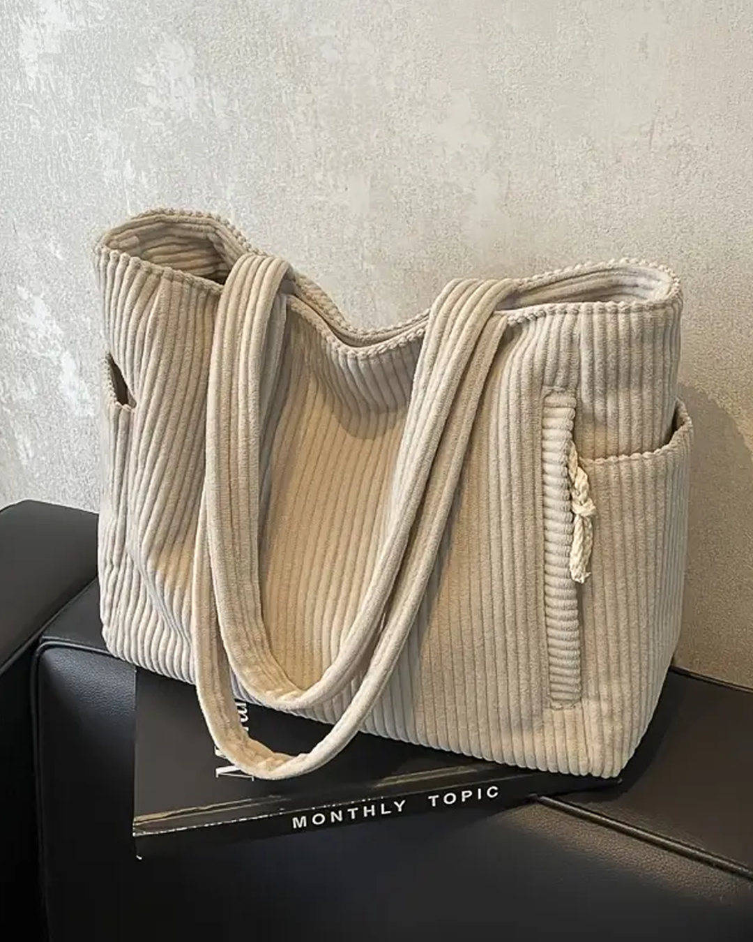 Tilda – Ribbet shopper med snore-detalje