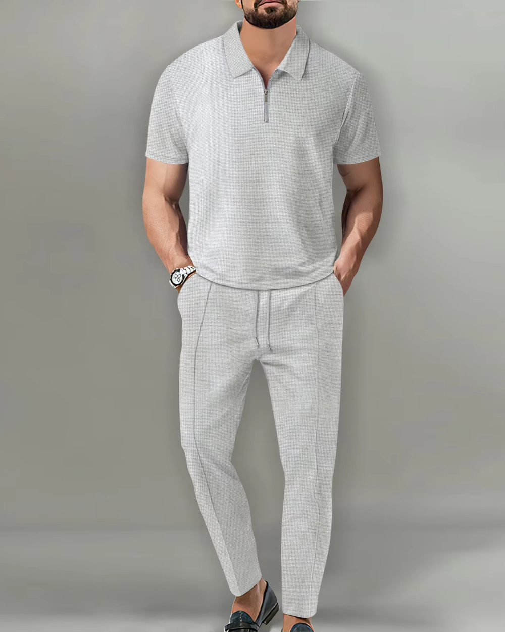 2-delt Zip Polo Sæt
