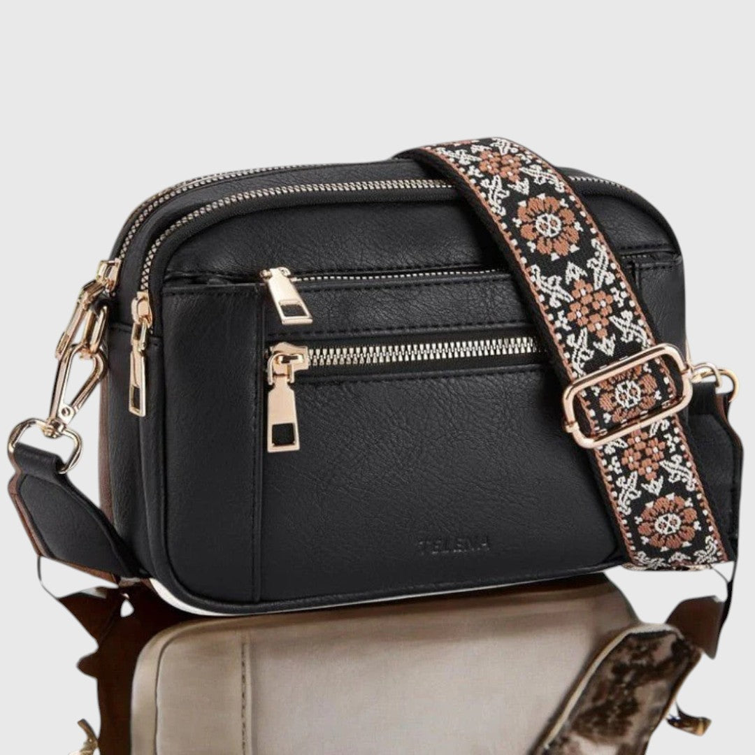 Sharena™ – Skuldertaske med blomstret rem
