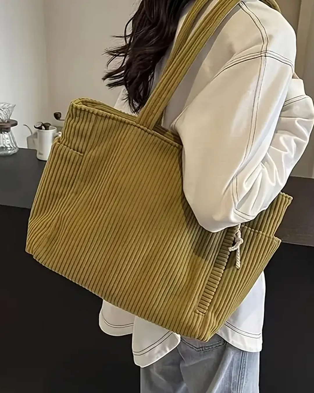 Tilda – Ribbet shopper med snore-detalje