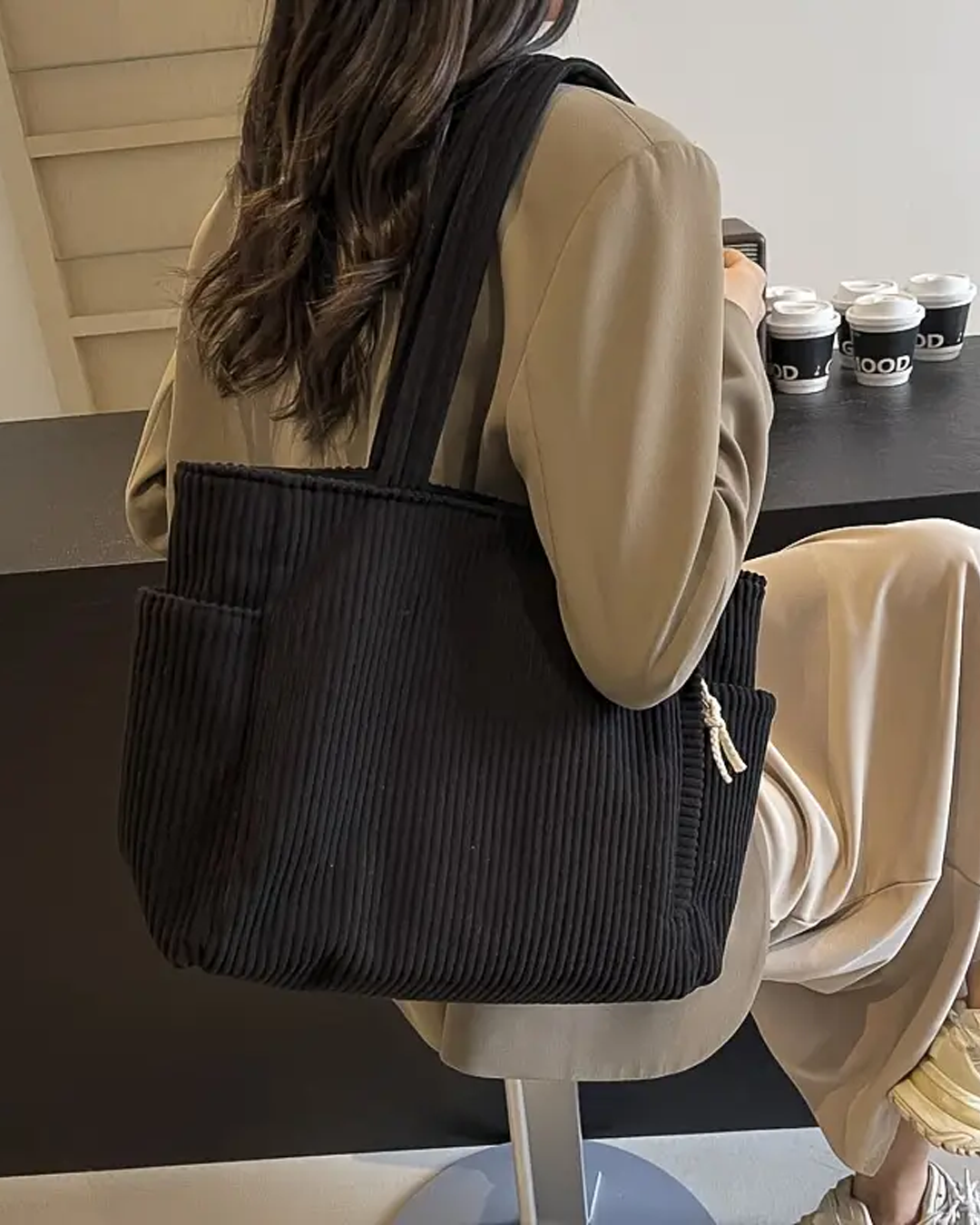Tilda – Ribbet shopper med snore-detalje