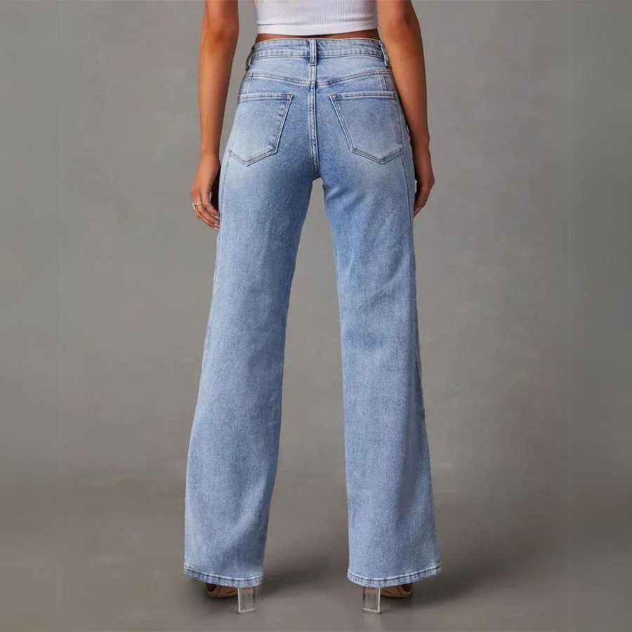 Sofia™ | Stilfulde Højtaljede Wide-Leg Jeans