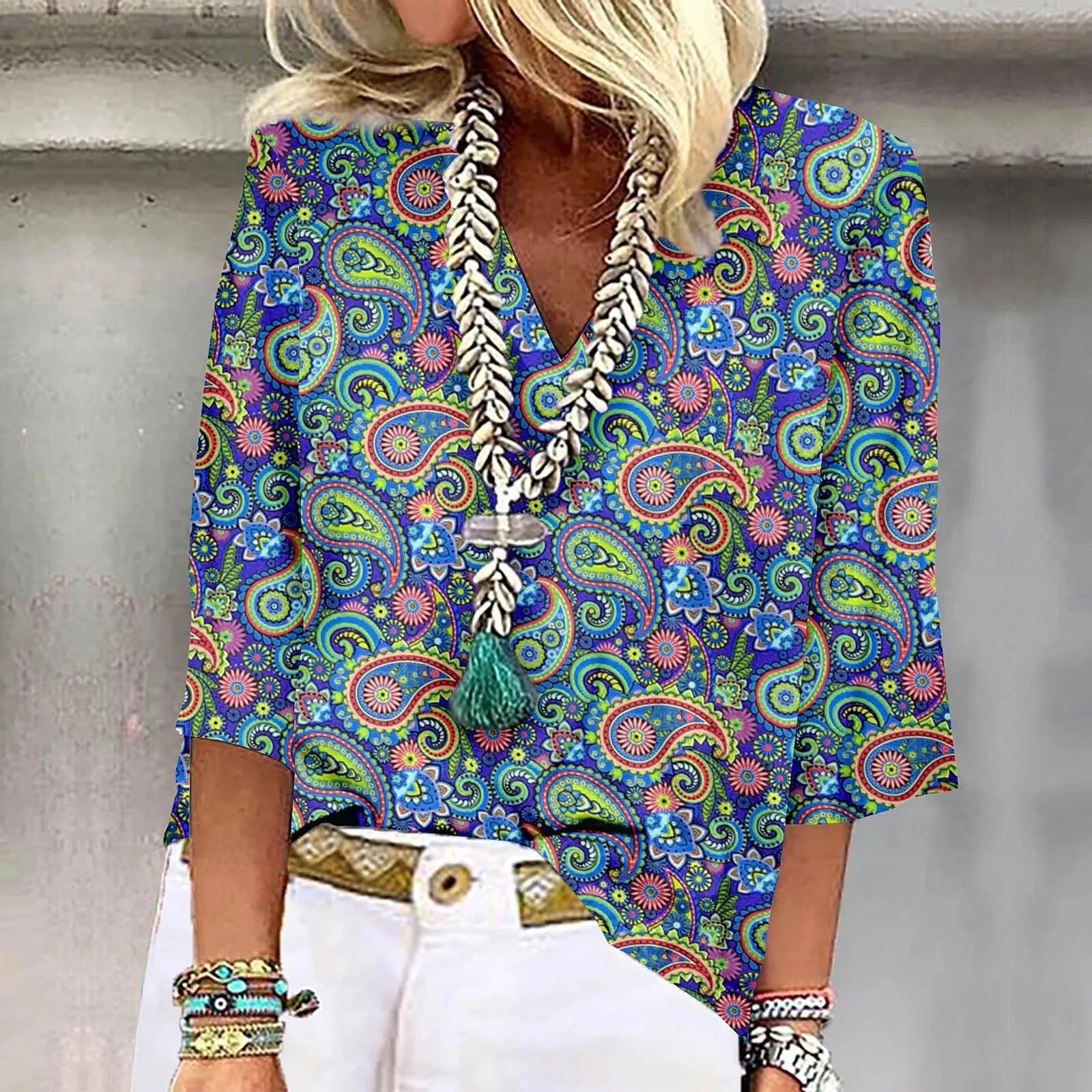 Sofia™ | Levende Boho Bluse med tryk