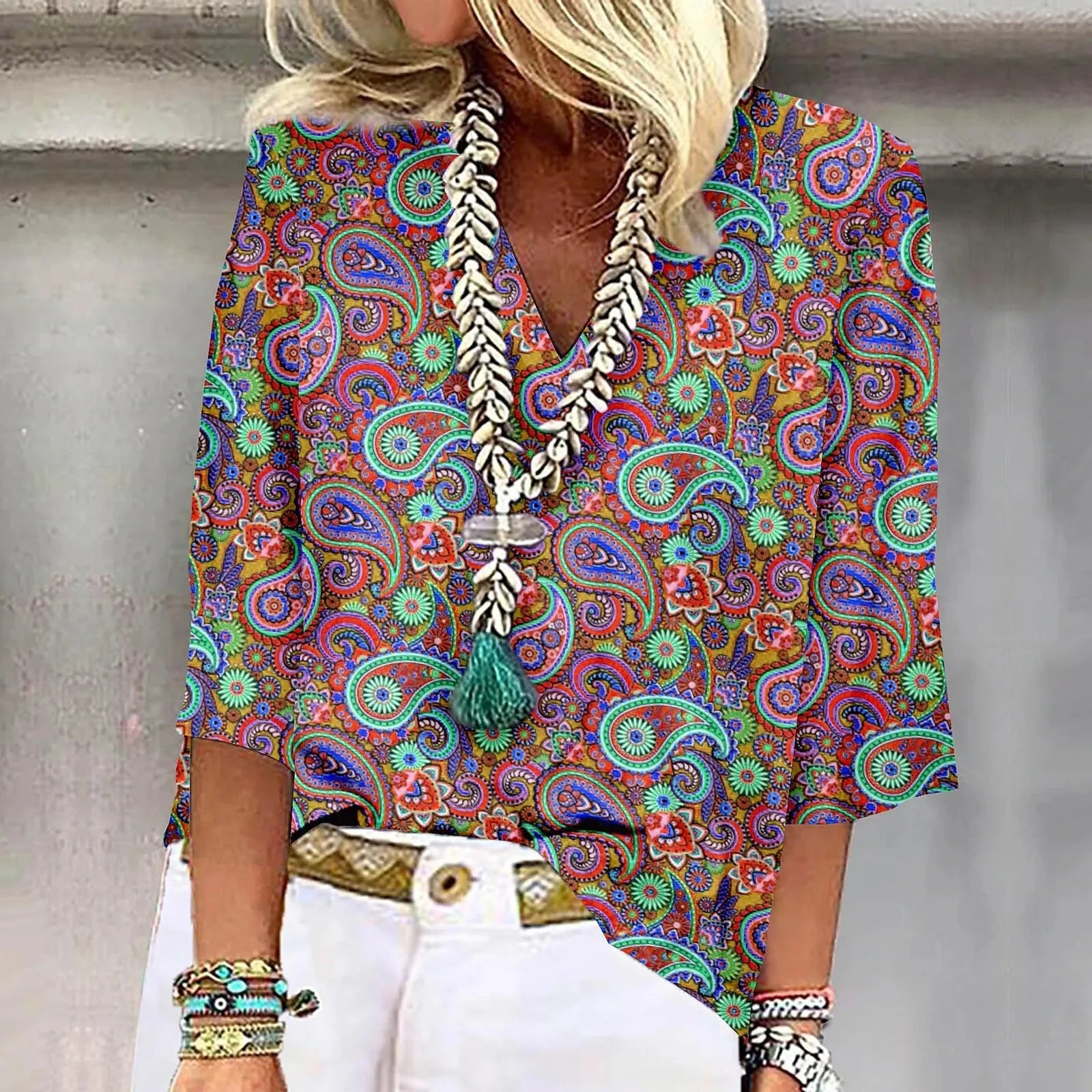 Sofia™ | Levende Boho Bluse med tryk