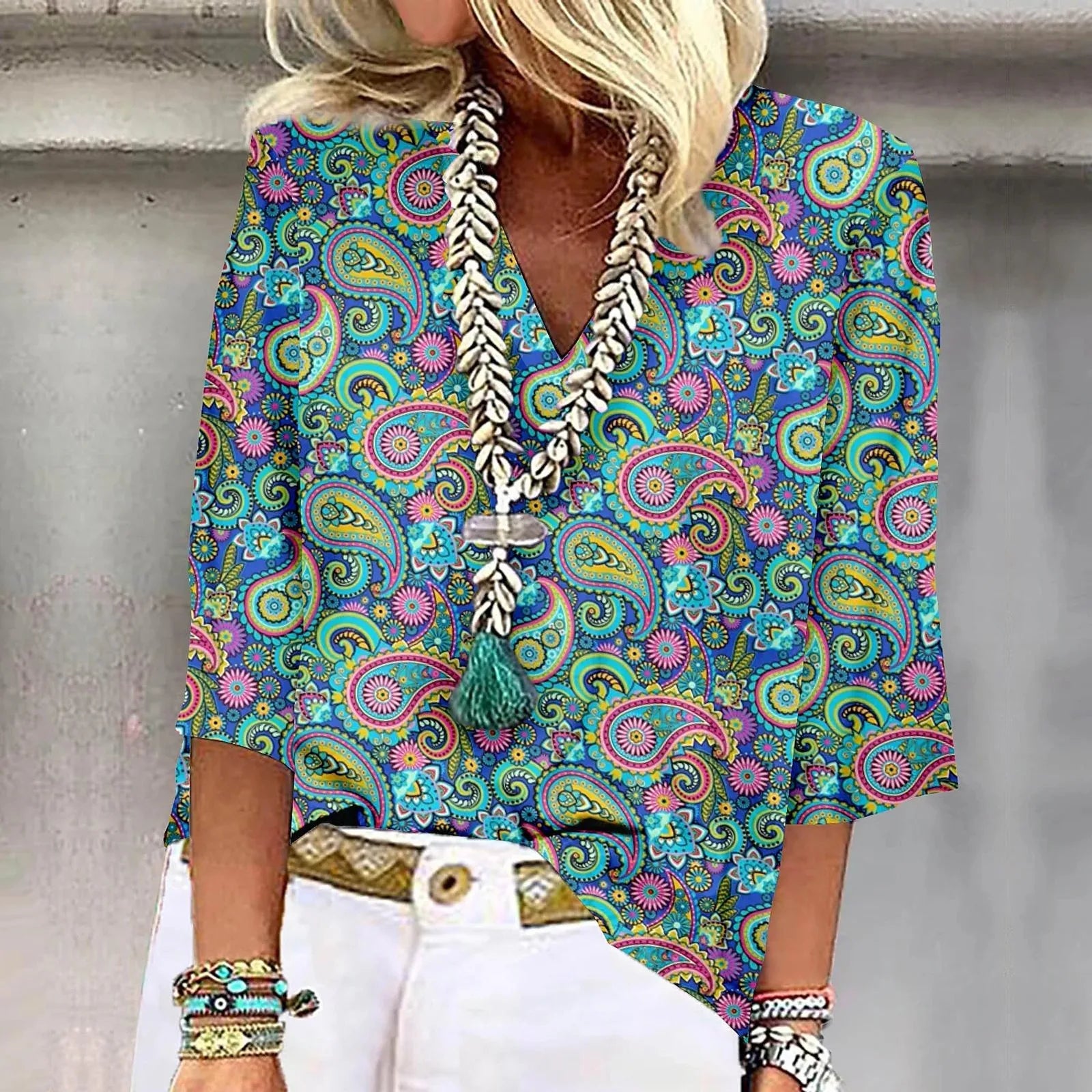Sofia™ | Levende Boho Bluse med tryk