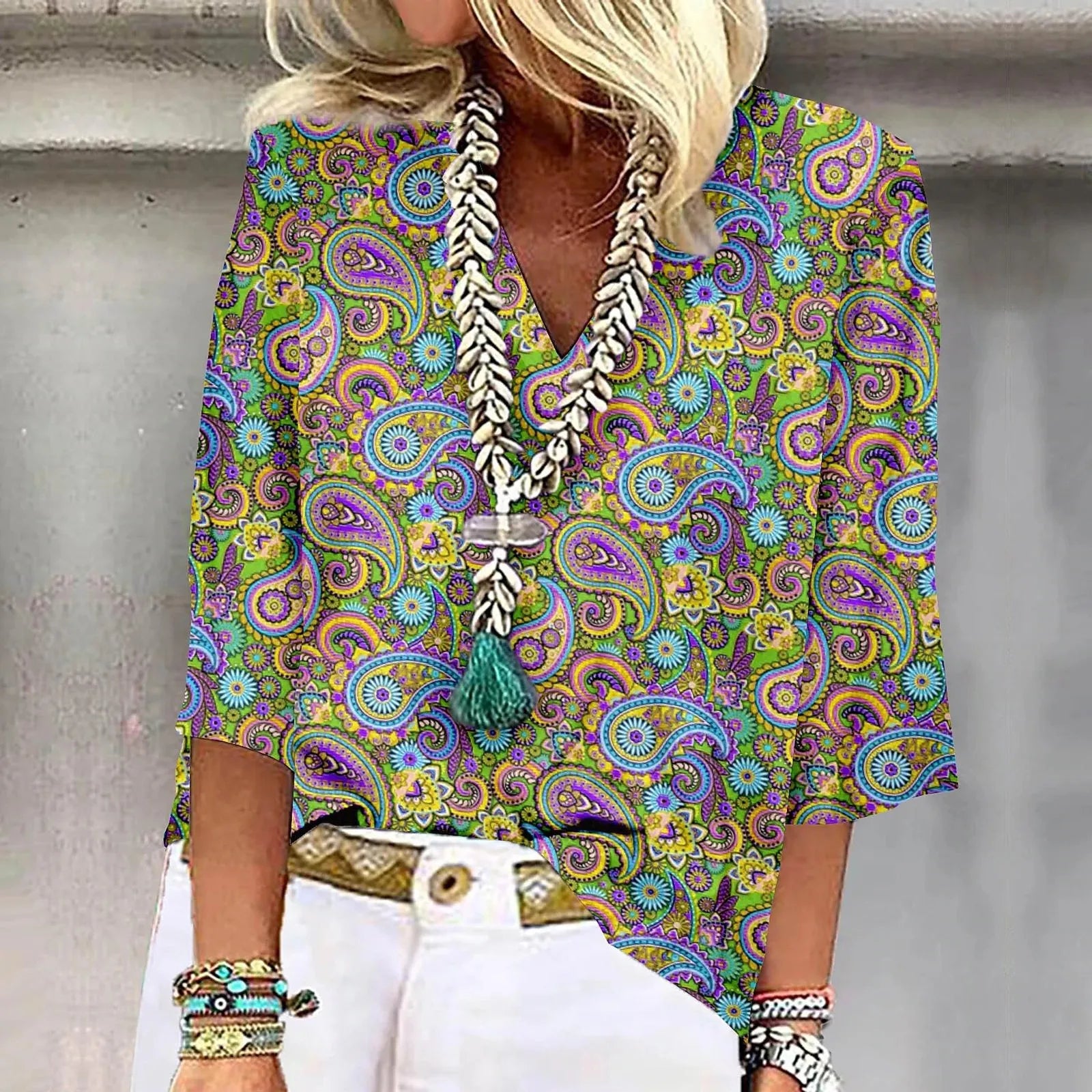 Sofia™ | Levende Boho Bluse med tryk