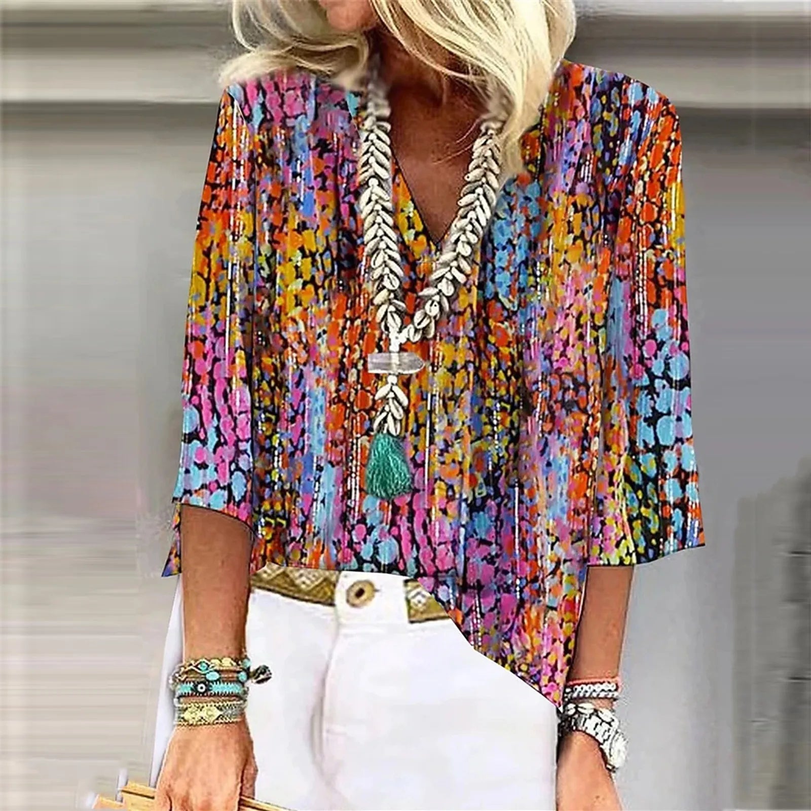 Sofia™ | Levende Boho Bluse med tryk