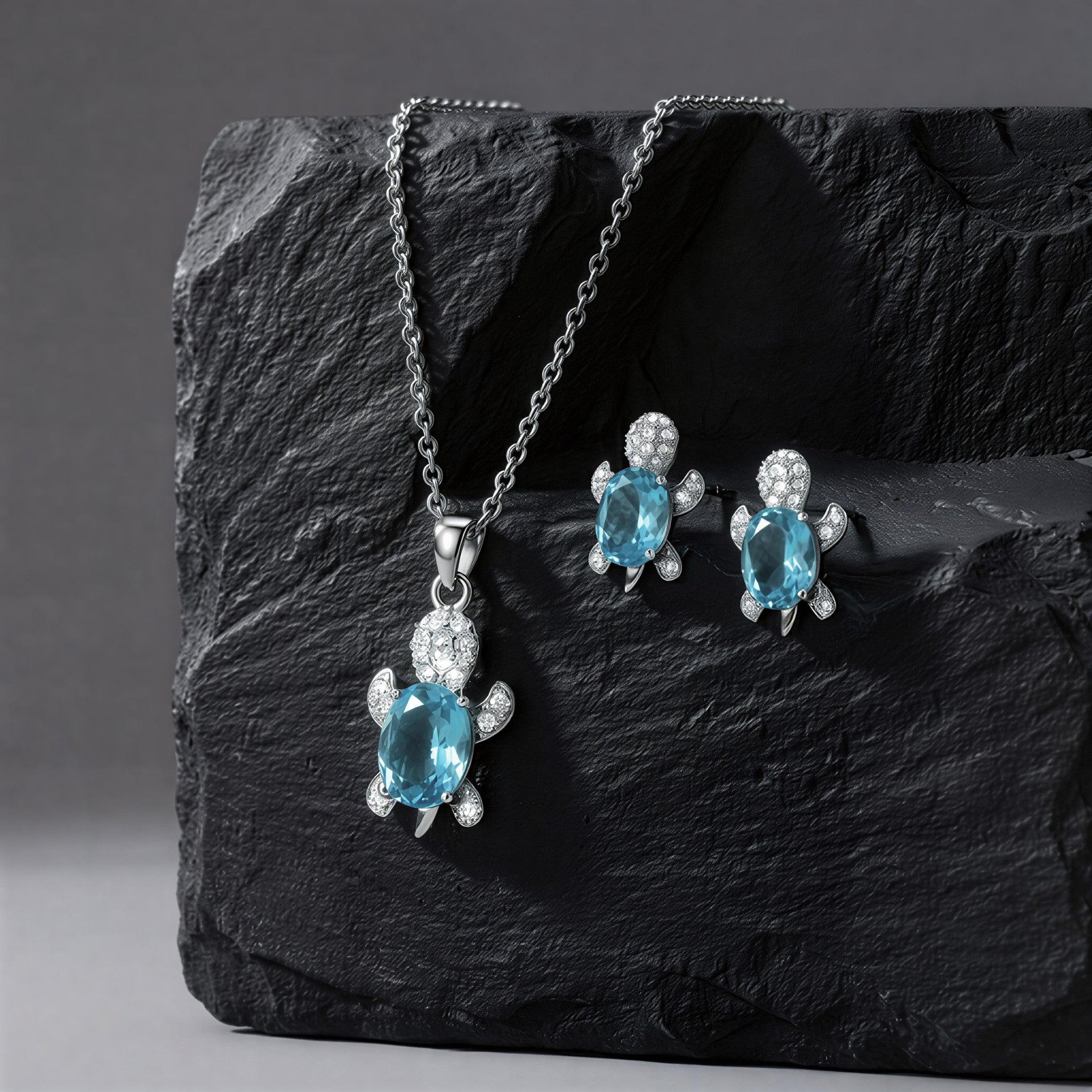 Skildpadde lykkebringer øreringe med gratis halskæde | Begrænset tilbud