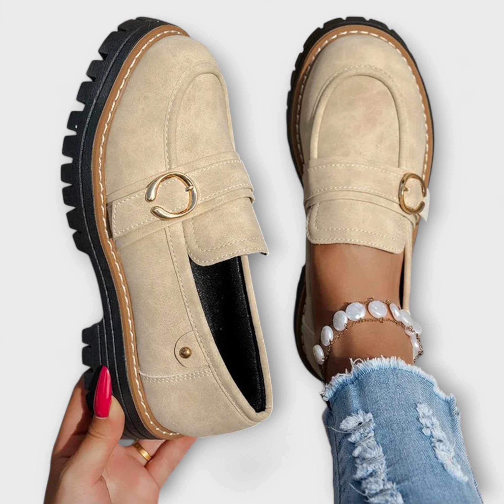 Lora – Casual Loafers med Rund Snude