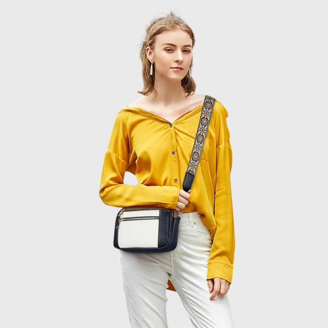 Sharena™ – Skuldertaske med blomstret rem