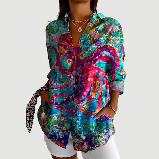 Ida™ bluse med farverigt design