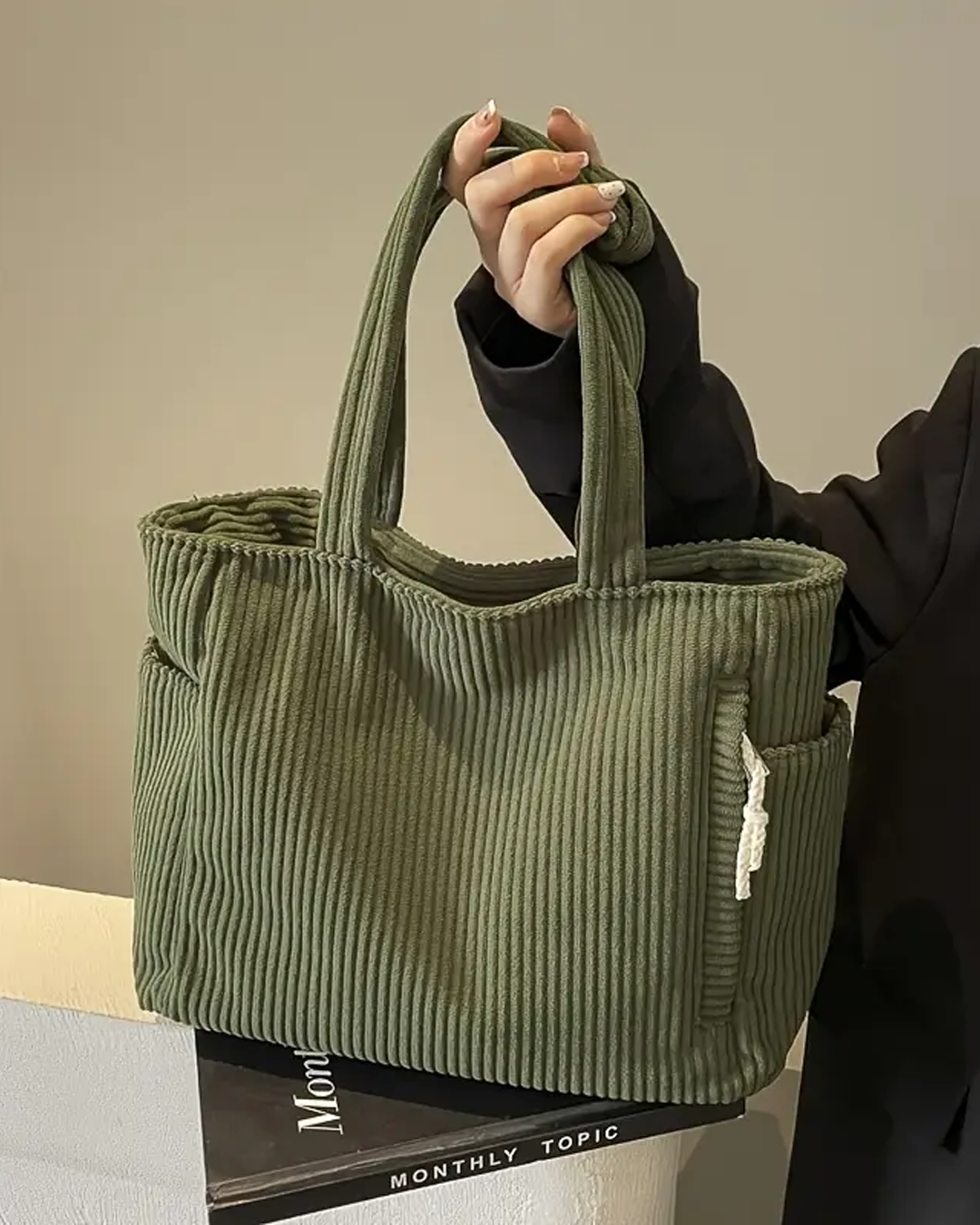 Tilda – Ribbet shopper med snore-detalje