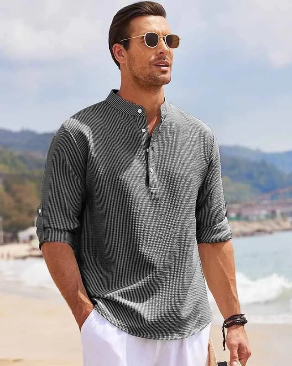 Langærmet poloshirt