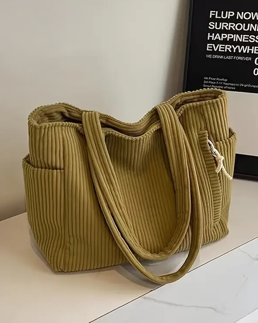 Tilda – Ribbet shopper med snore-detalje