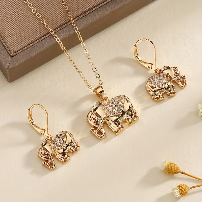 Elefant lykkebringer øreringe med gratis halskæde | Begrænset tilbud