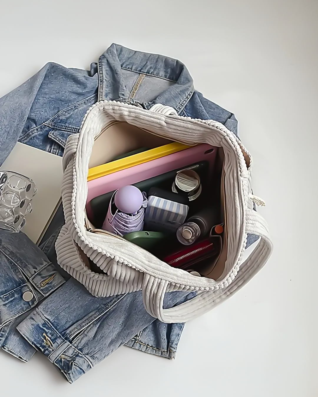 Tilda – Ribbet shopper med snore-detalje