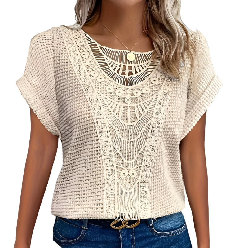 Vanja | Stilfuld Top med Blonde Detalje