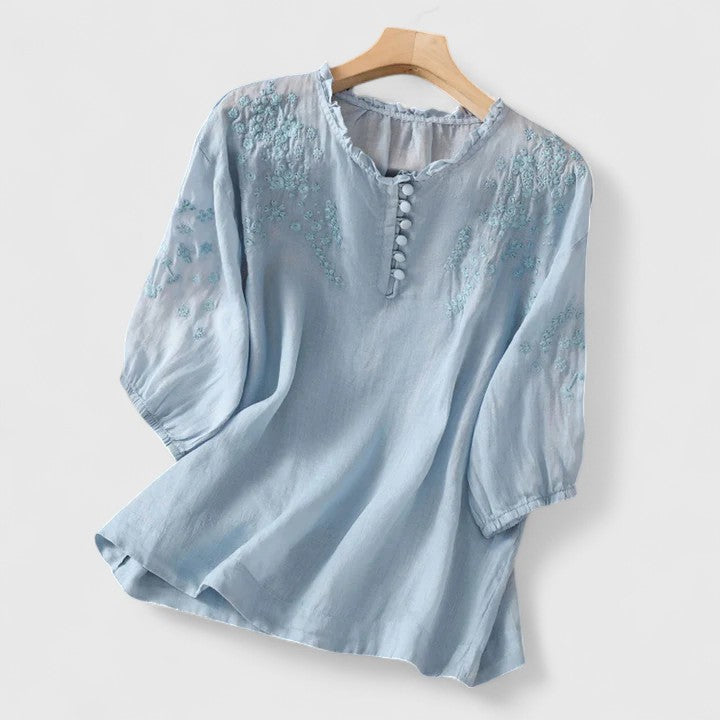 Sofia™ | Elegant Broderet Sommerbluse