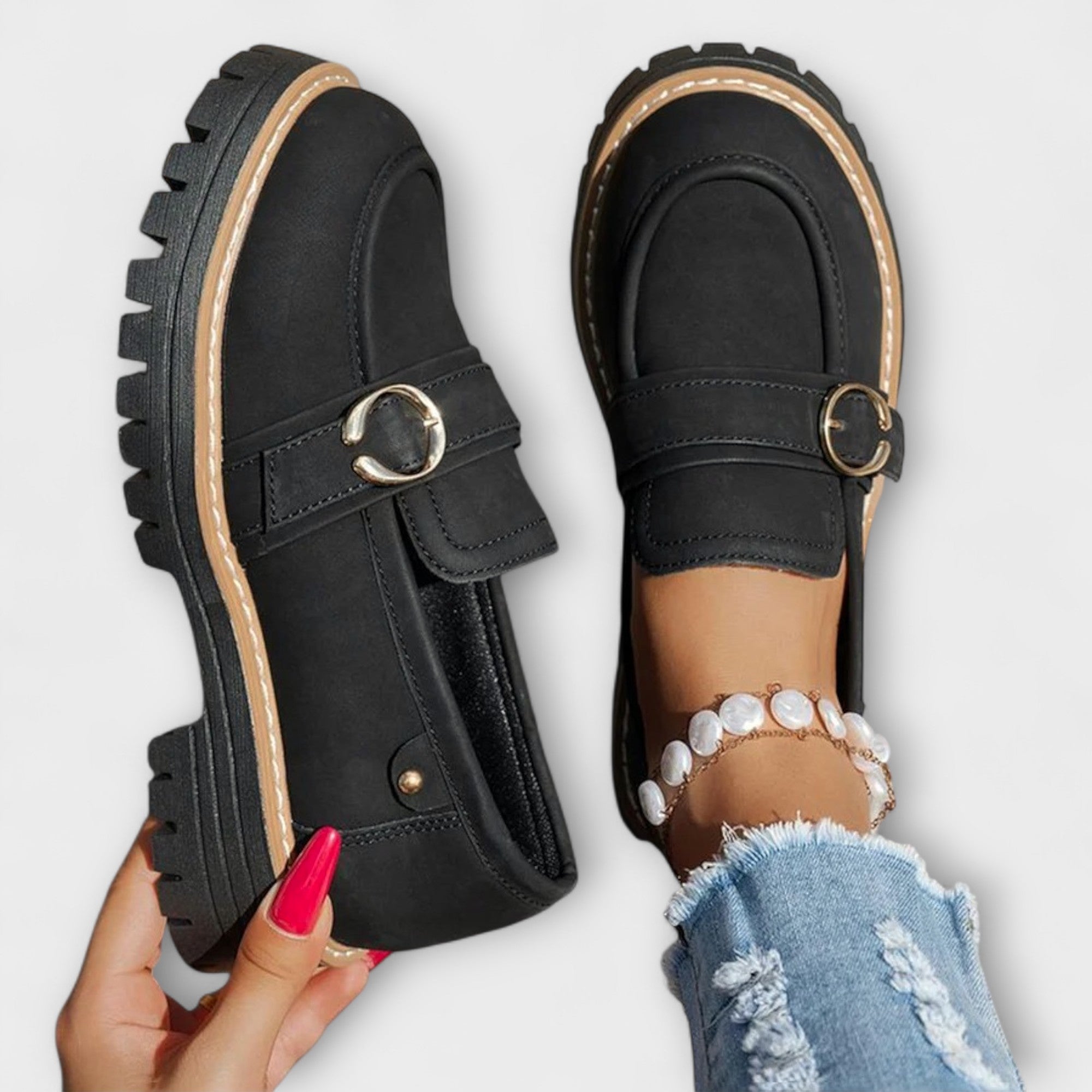 Lora – Casual Loafers med Rund Snude