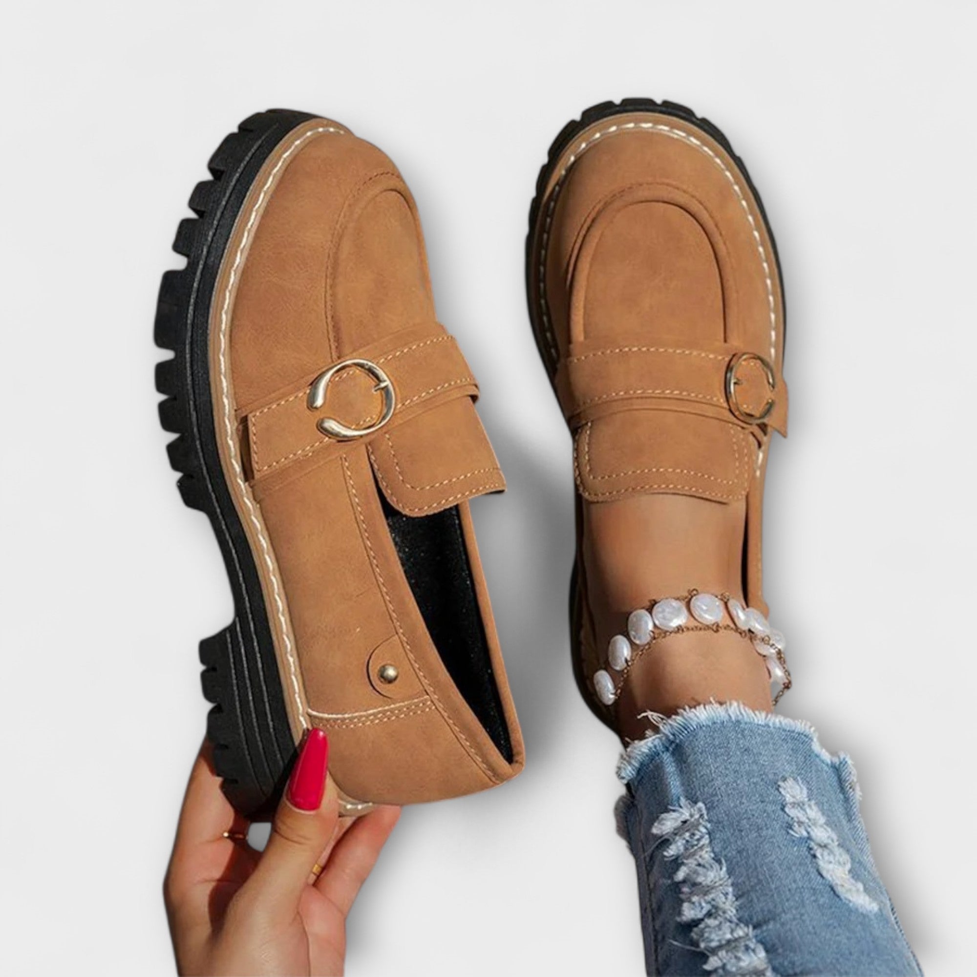 Lora – Casual Loafers med Rund Snude