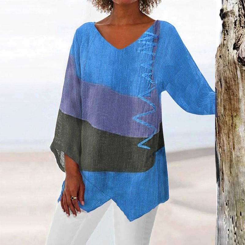 Helene | Stilfuld V-hals Color Block Top