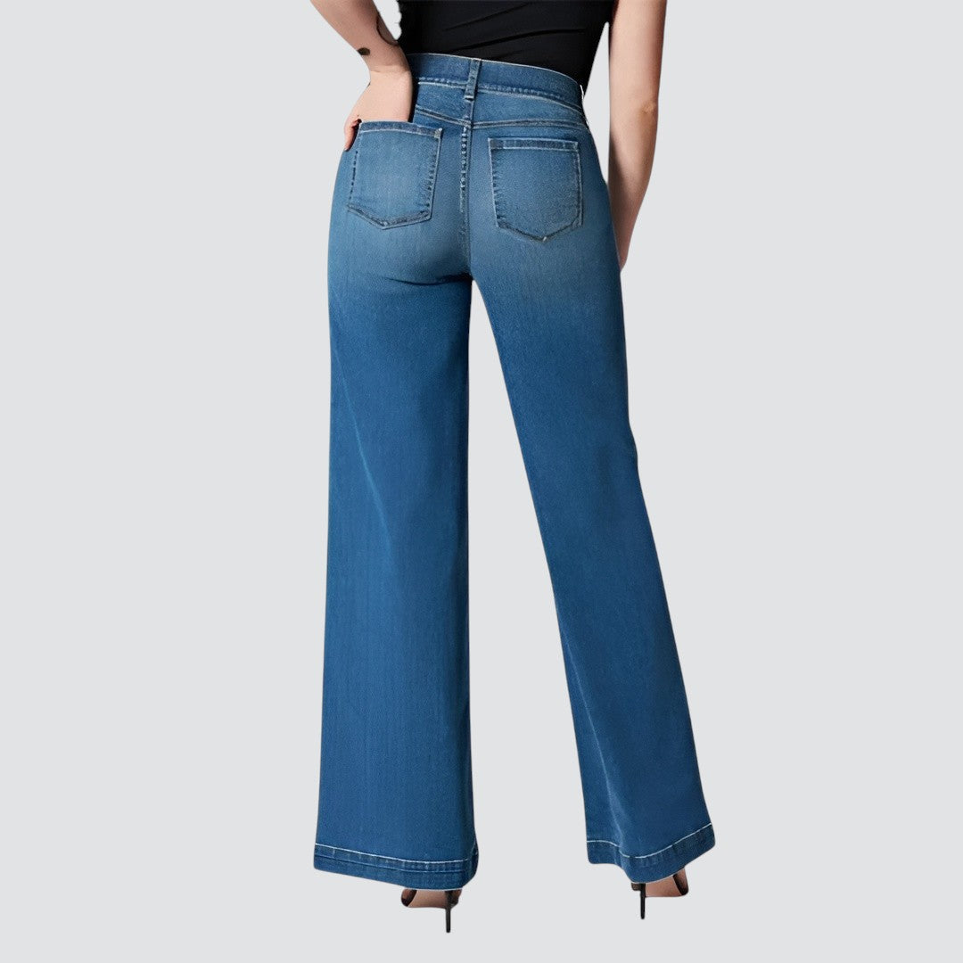 Nora | Højtaljede Denimjeans med Brede Ben