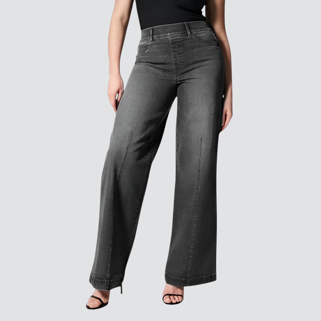 Nora | Højtaljede Denimjeans med Brede Ben