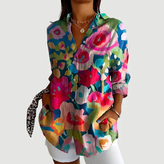Ida™ bluse med farverigt design