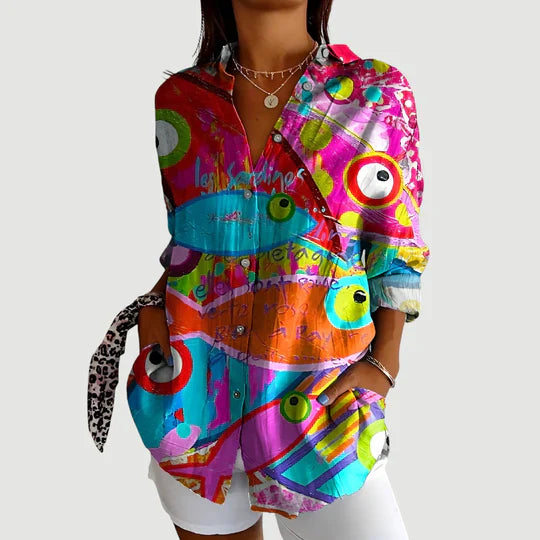 Ida™ bluse med farverigt design